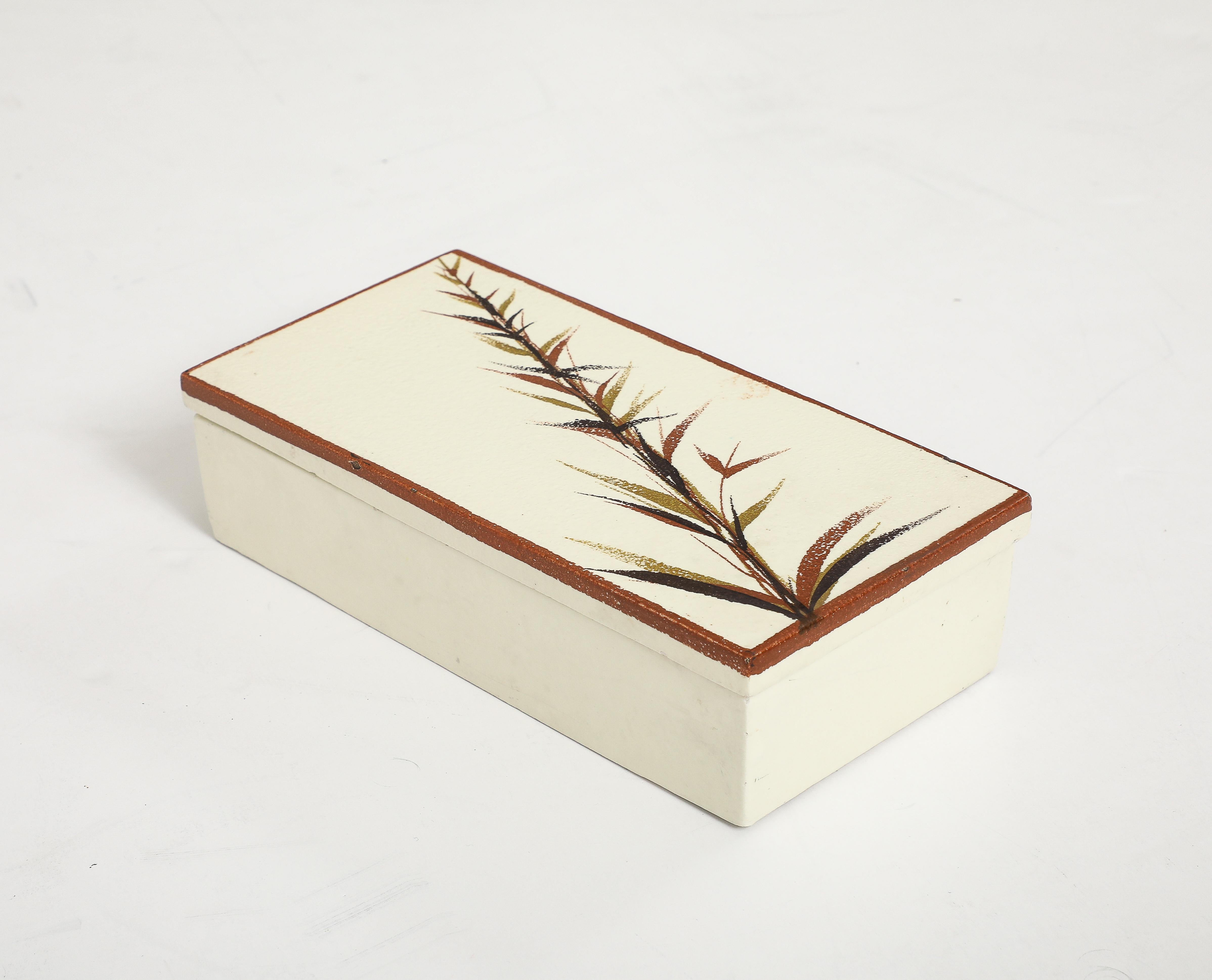 Italian Mid Century Fern Ceramic Box For Sale 2