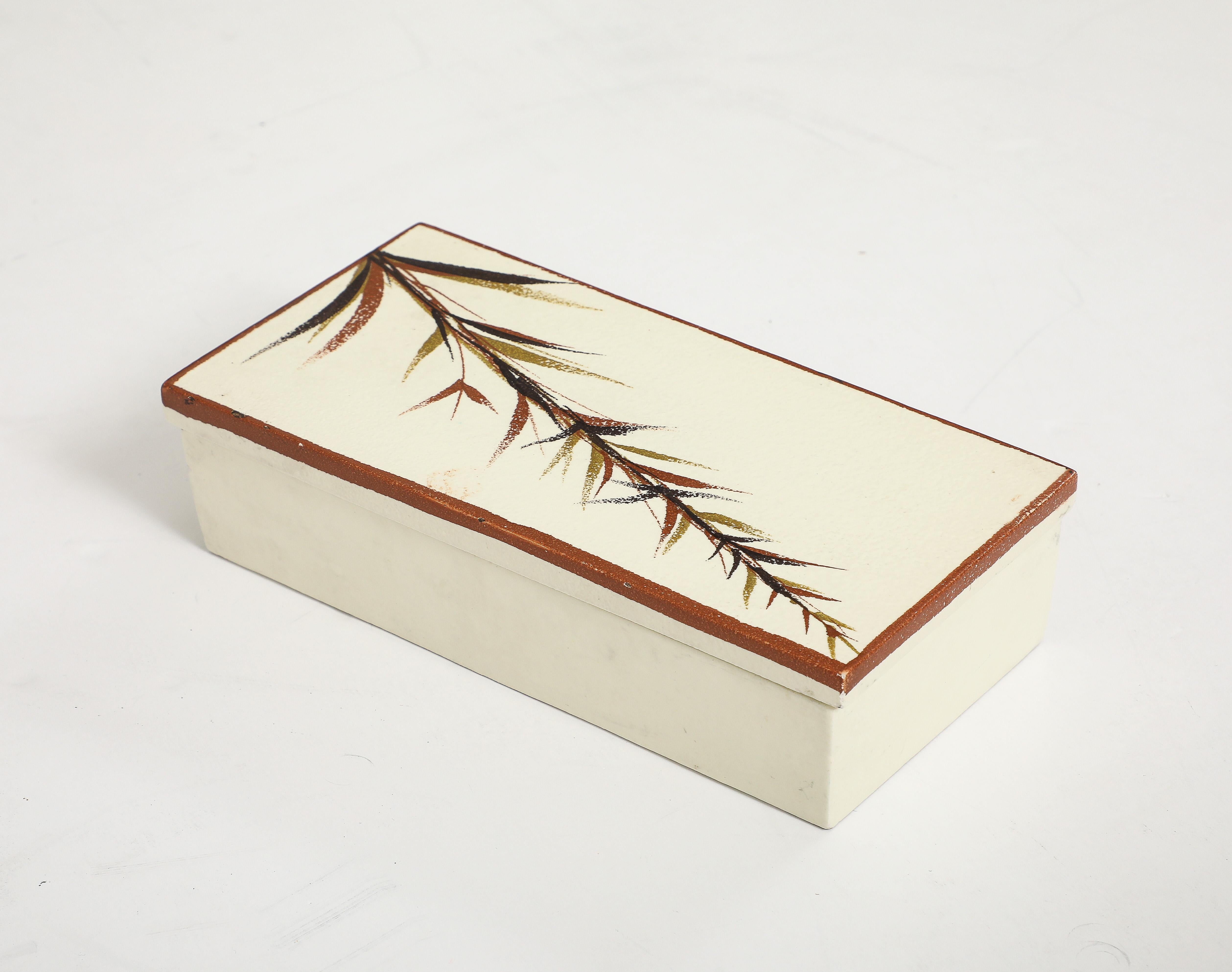 Italian Mid Century Fern Ceramic Box For Sale 3