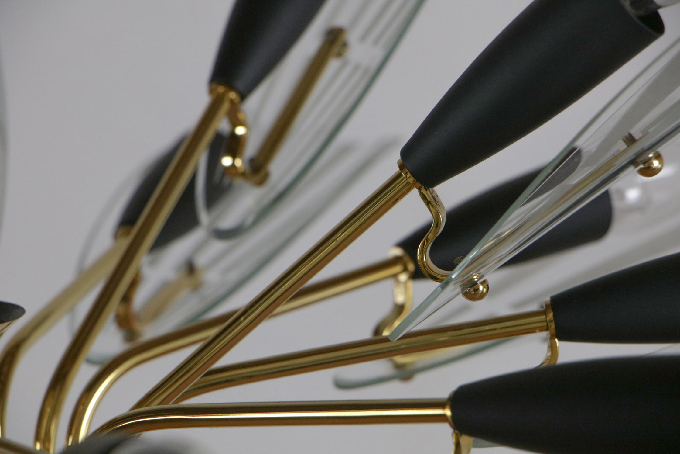 Italian Mid Century Fifteen Ligths Chandelier Fontana Arte Style, 1950 For Sale 7