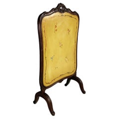 Italian mid-century Fire screen in crafted wood with floral decorations, 1940s