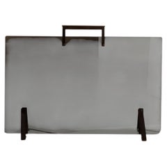 Italian Mid-Century Fire Screen in Smoked Glass and Burnished Brass, 1960s