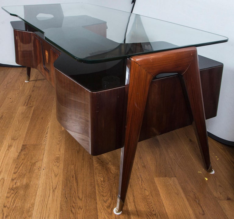 Italian Midcentury Floating Glass Executive Desk by Vittorio Dassi For