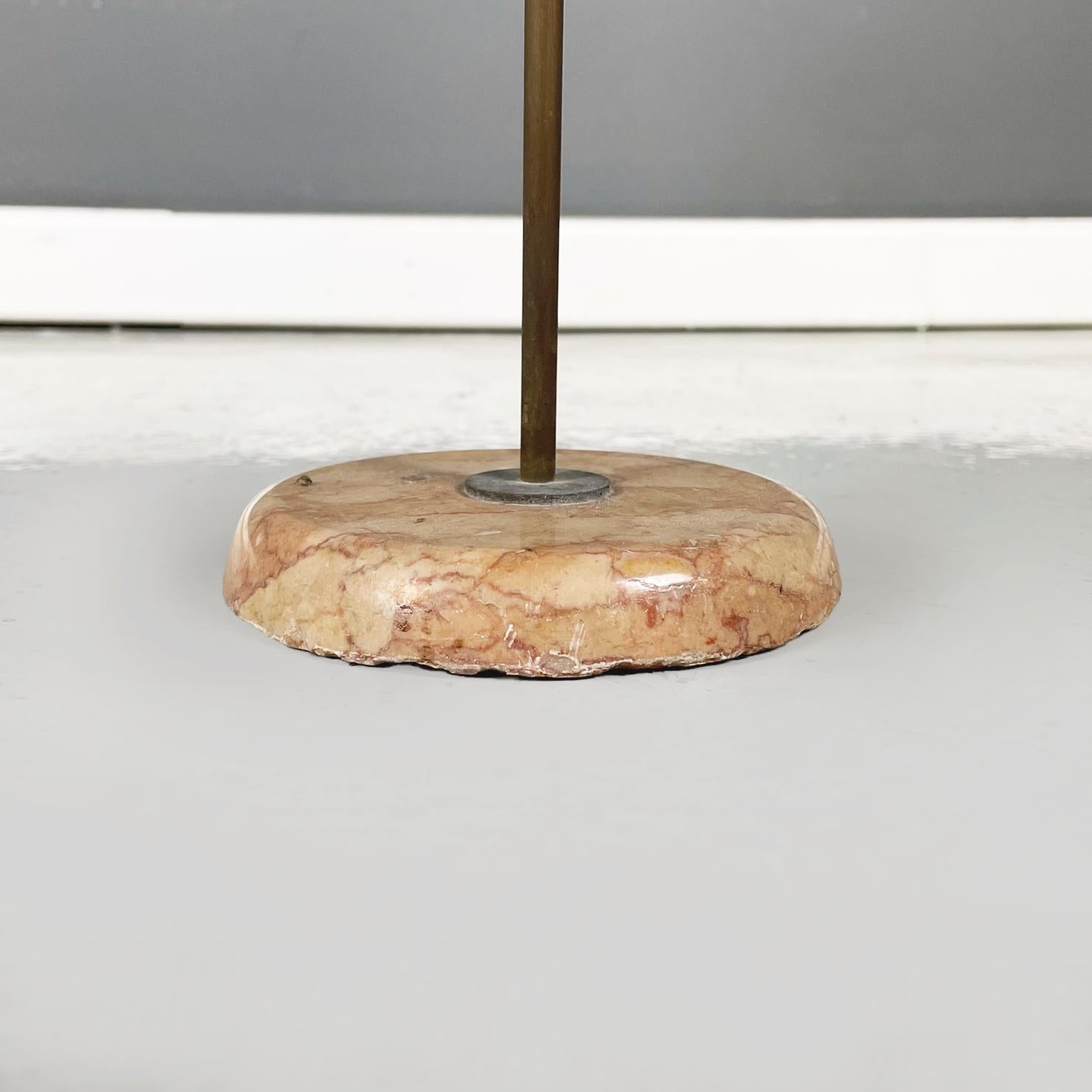 Italian mid-century Floor ashtray in burnished brass and red Verona marble 1950s 3