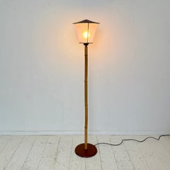 Italian Mid Century Floor Lamp in Bamboo and Metal, 1950s