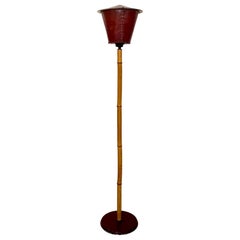 Italian Mid Century Floor Lamp in Bamboo and Metal, 1950s