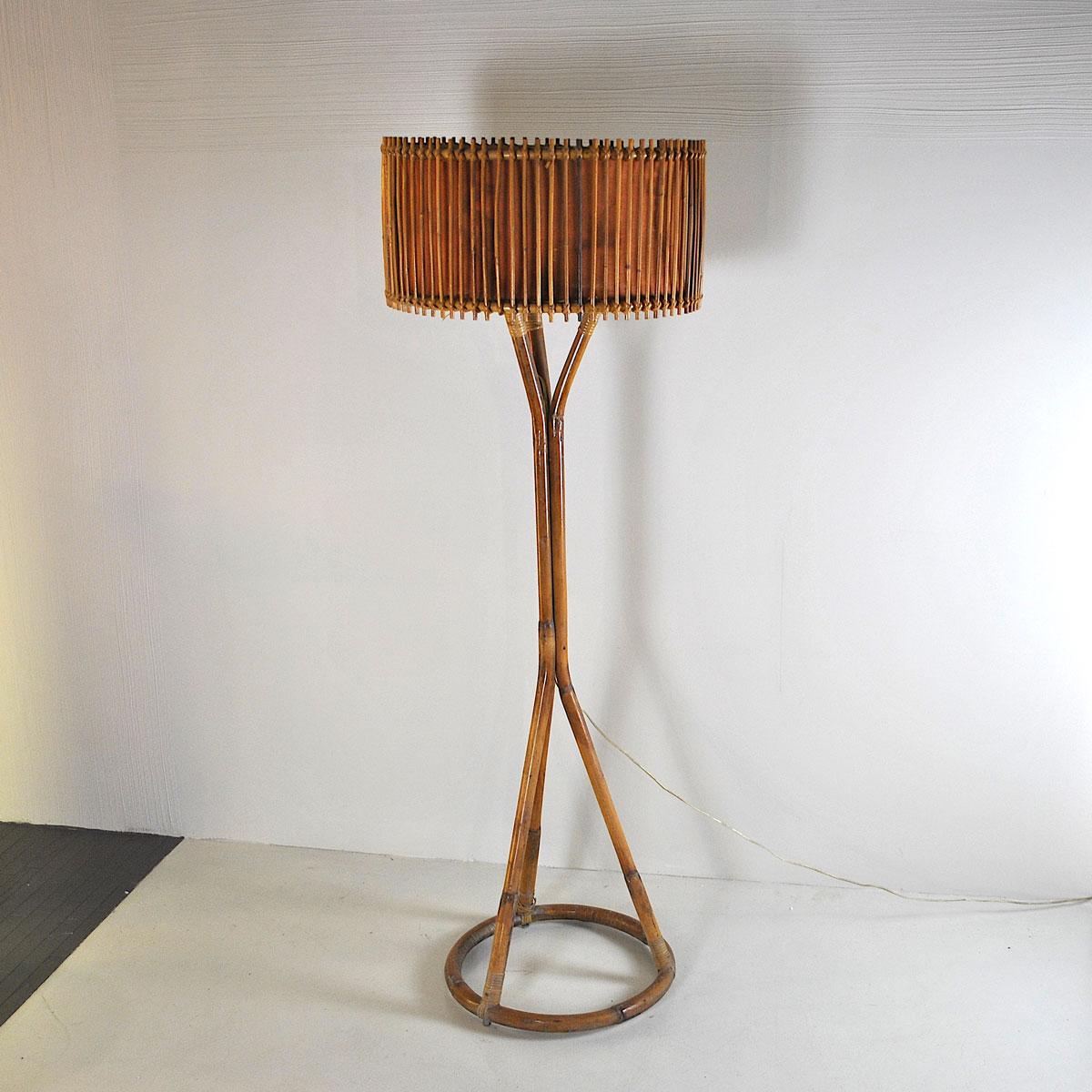 A floor lamp in bamboo Italian production from the 1960s.