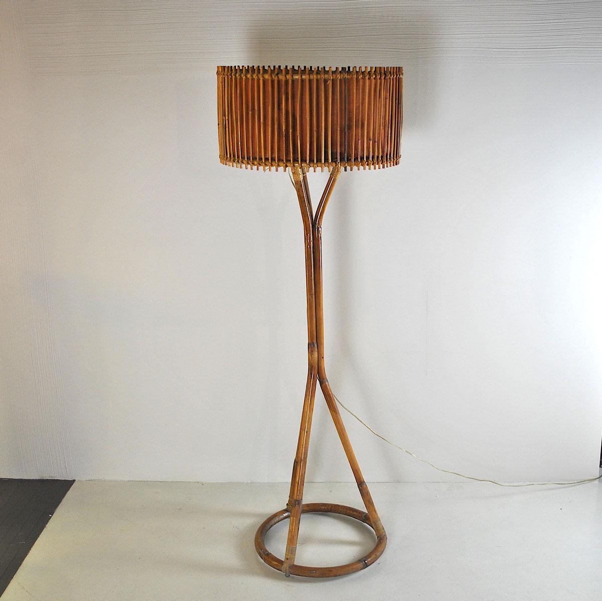 Mid-Century Modern Italian Midcentury Floor Lamp in Bamboo