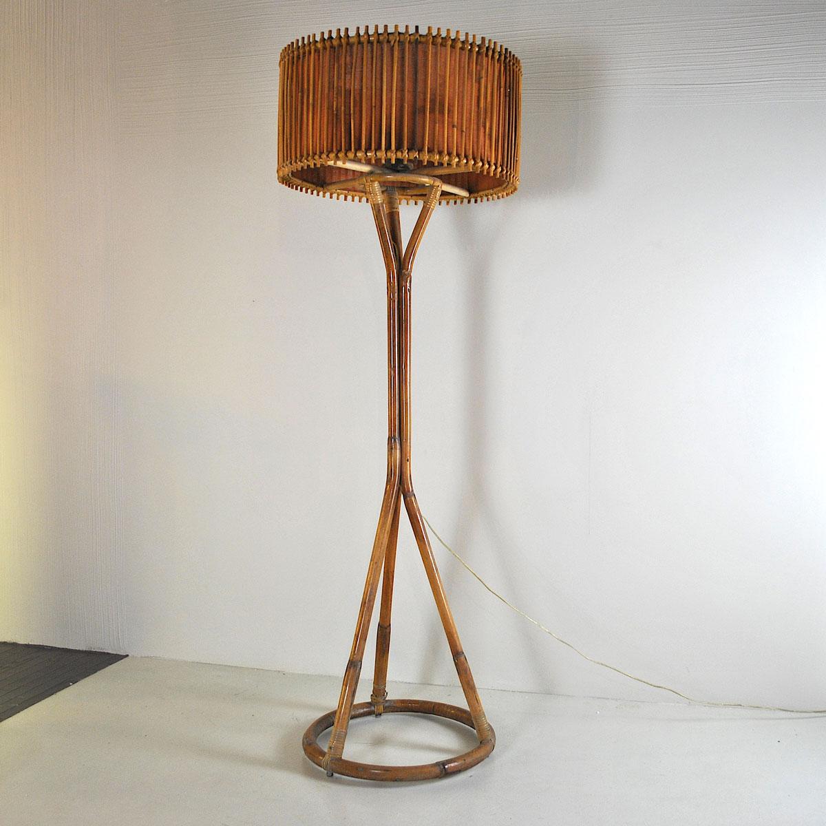 Mid-20th Century Italian Midcentury Floor Lamp in Bamboo