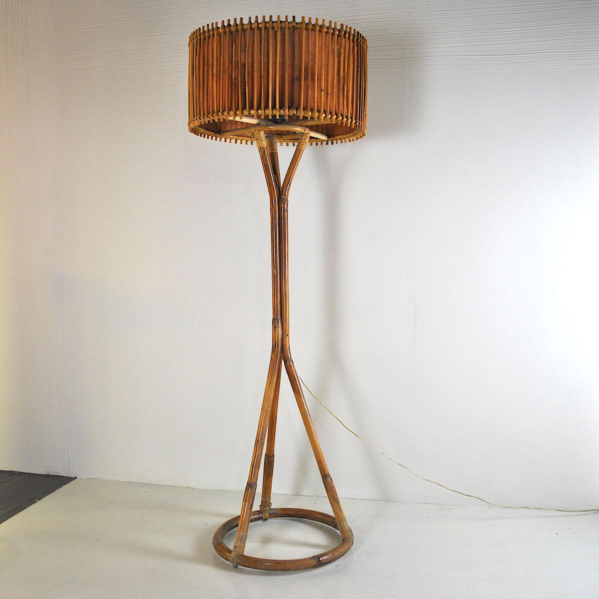 Italian Midcentury Floor Lamp in Bamboo 1