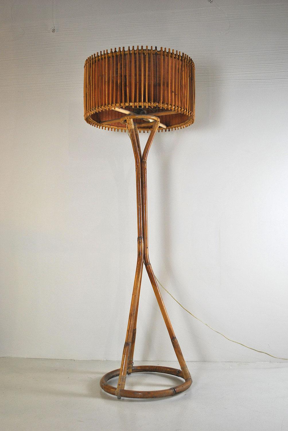 Italian Midcentury Floor Lamp in Bamboo 3