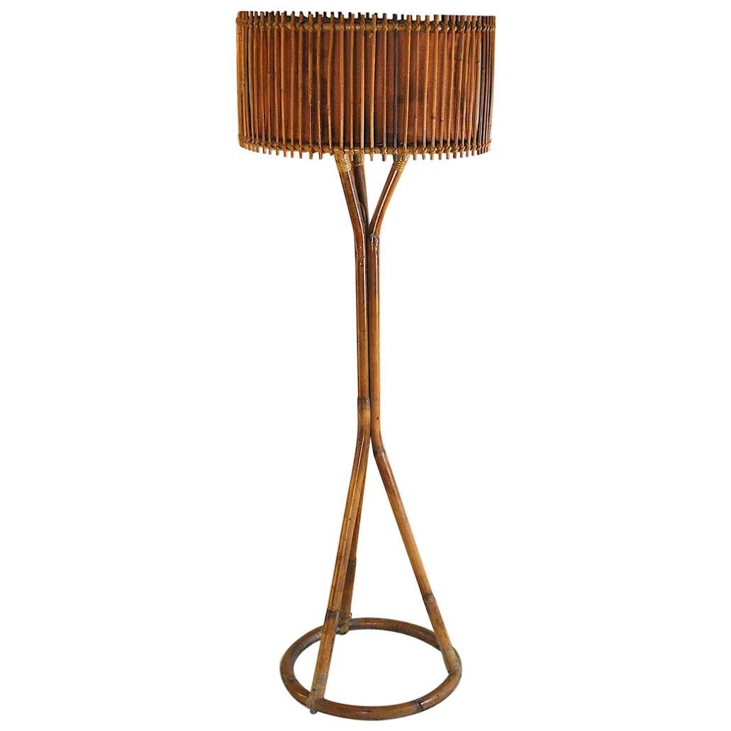 Italian Midcentury Floor Lamp in Bamboo