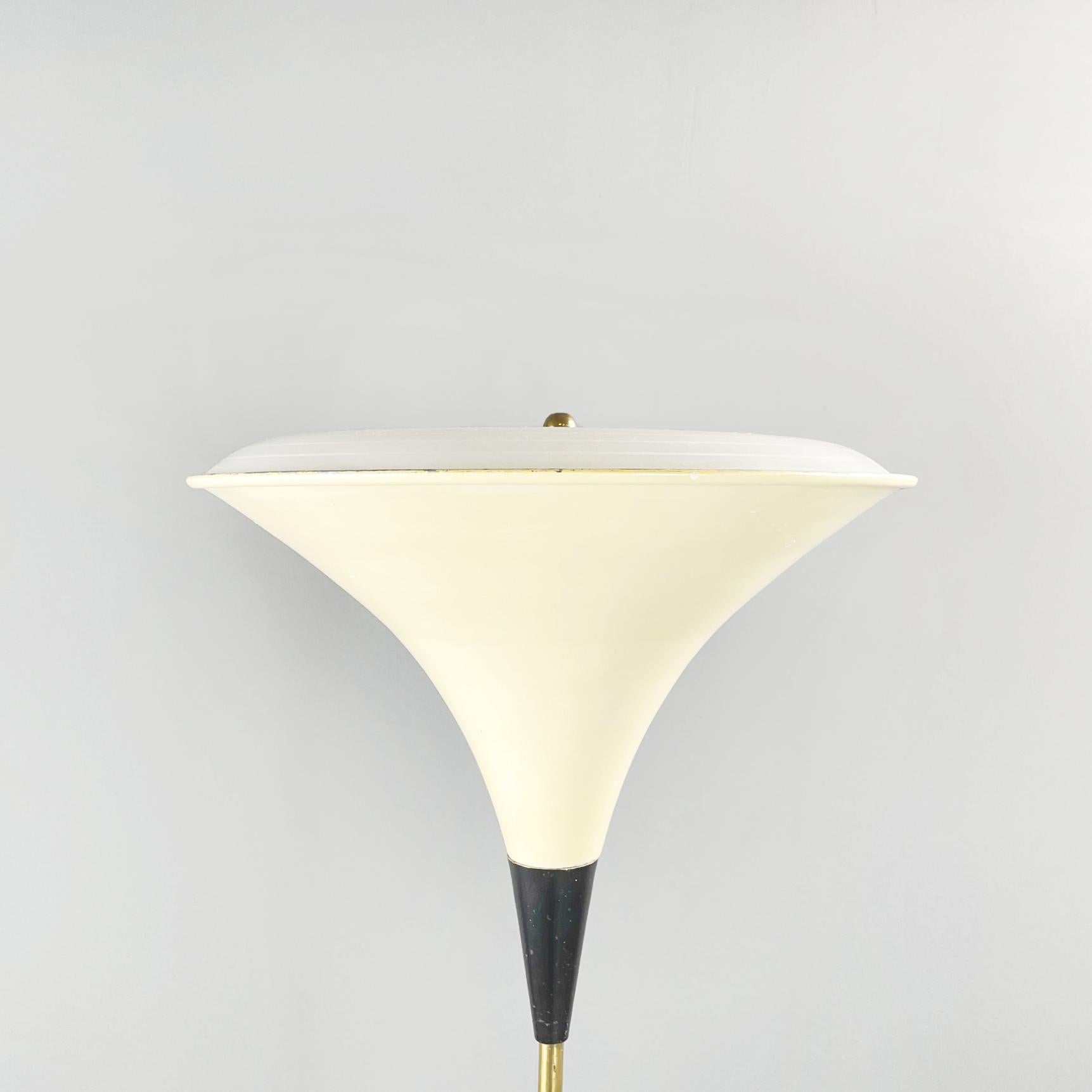 Mid-Century Modern Italian Mid-Century Floor Lamp in Brass, Glass, White and Black Metal, 1950s