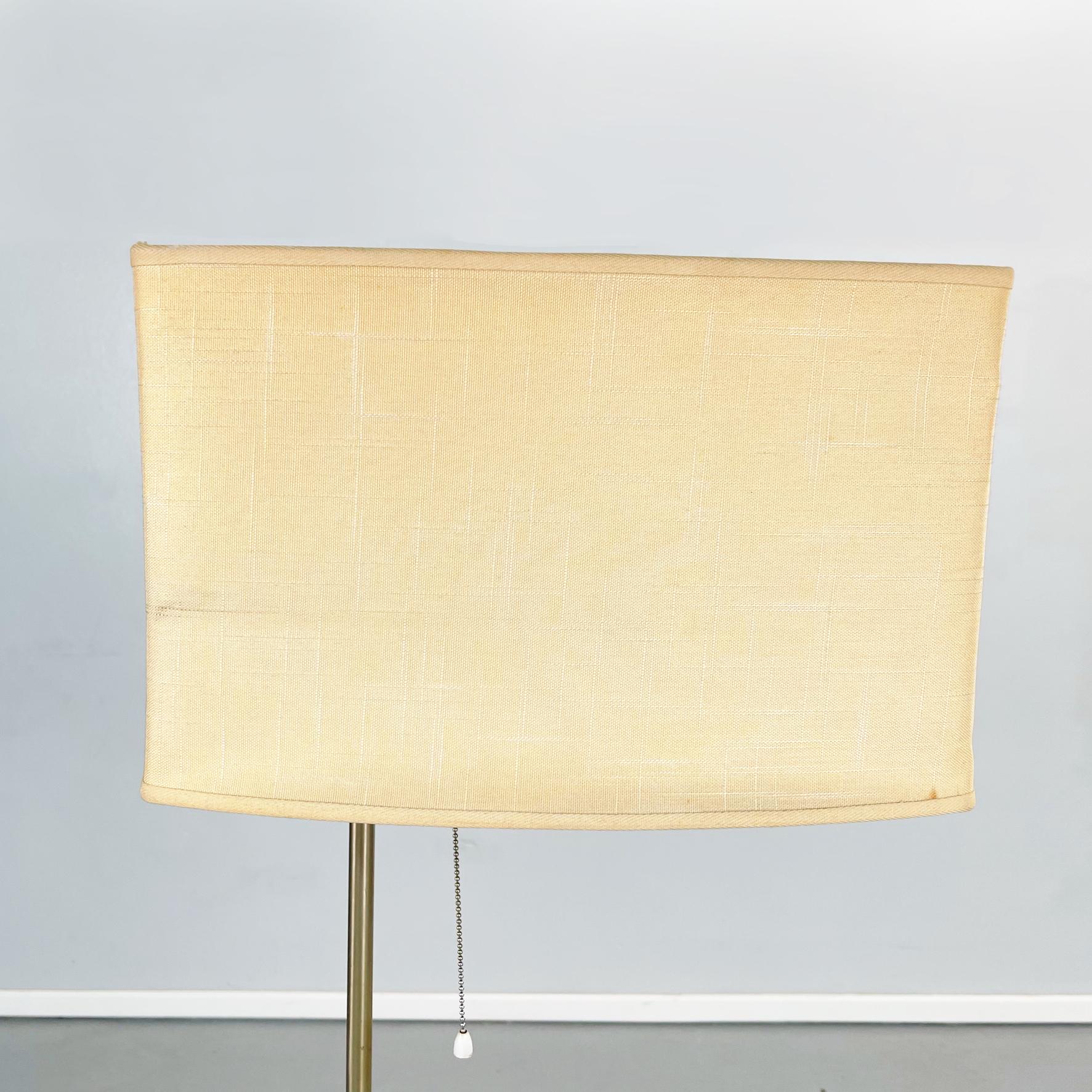 Late 20th Century Italian Mid-Century Floor Lamp in Fabric, Leather and Brass by Stilnovo, 1970s For Sale