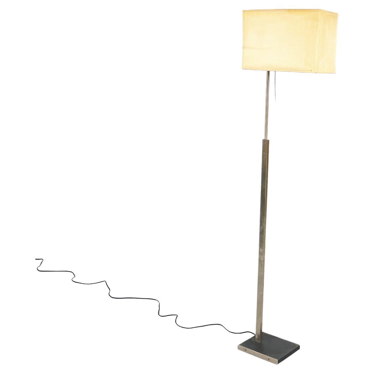 Italian Mid-Century Floor Lamp in Fabric, Leather and Brass by Stilnovo, 1970s For Sale