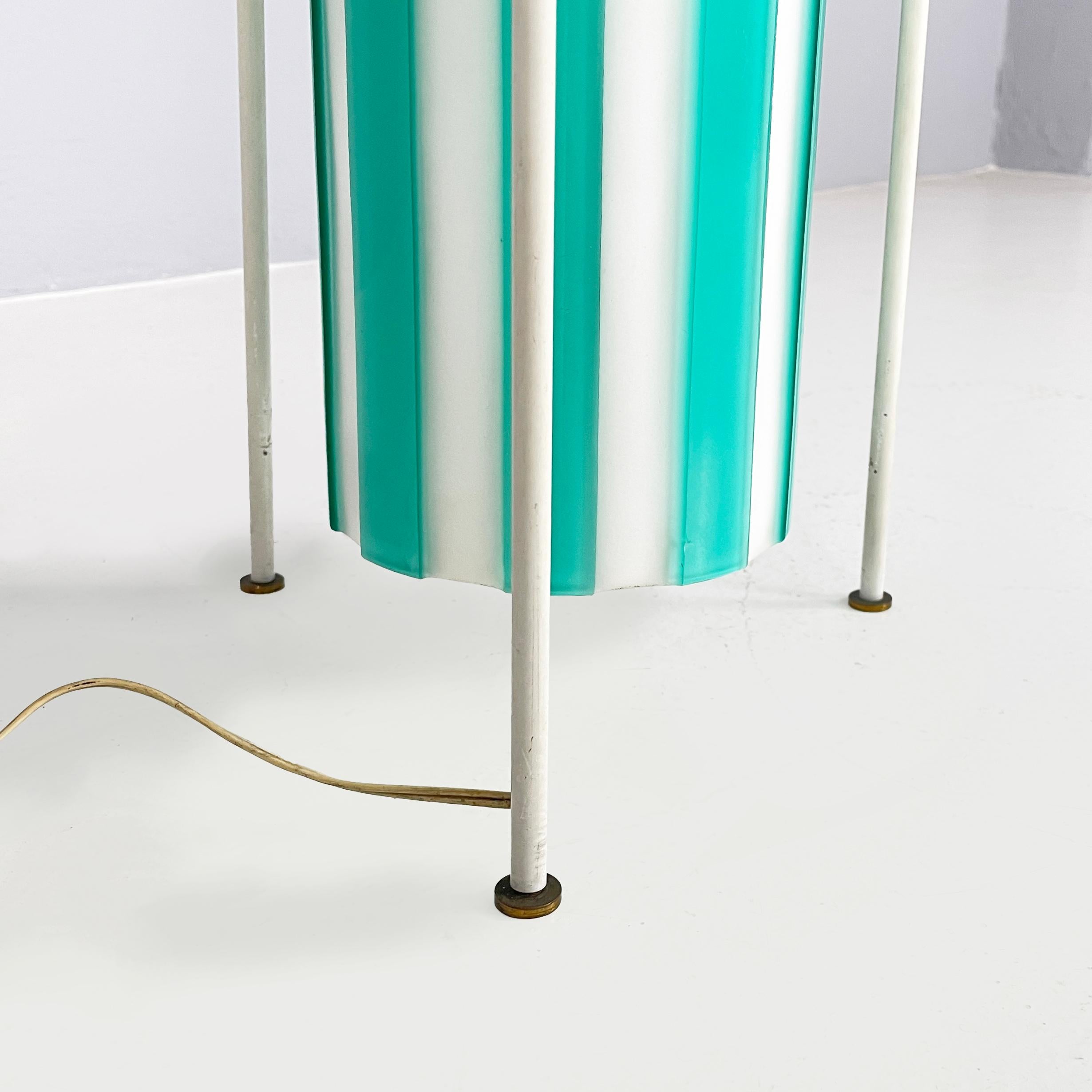 Italian mid-century Floor lamp in white and light blue glass with metal, 1950s For Sale 13