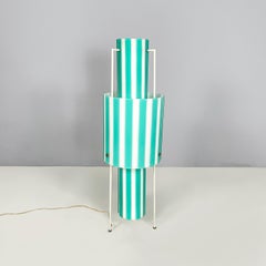 Italian mid-century Floor lamp in white and light blue glass with metal, 1950s