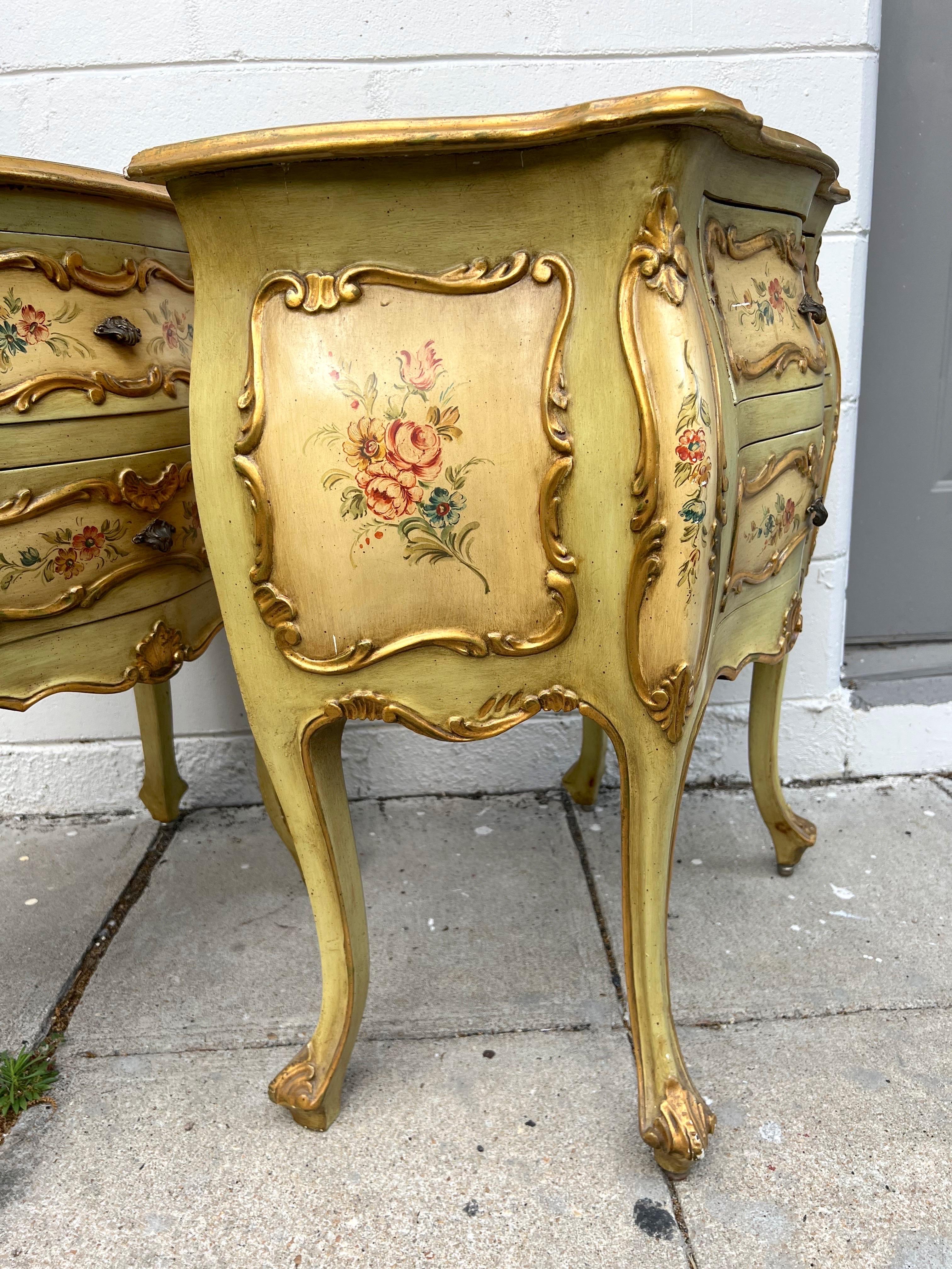 Wood Italian Mid-Century Florentine Chests, a Pair