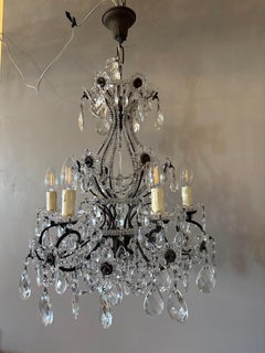 Italian Mid-Century Florentine Crystal Chandelier, 1950s