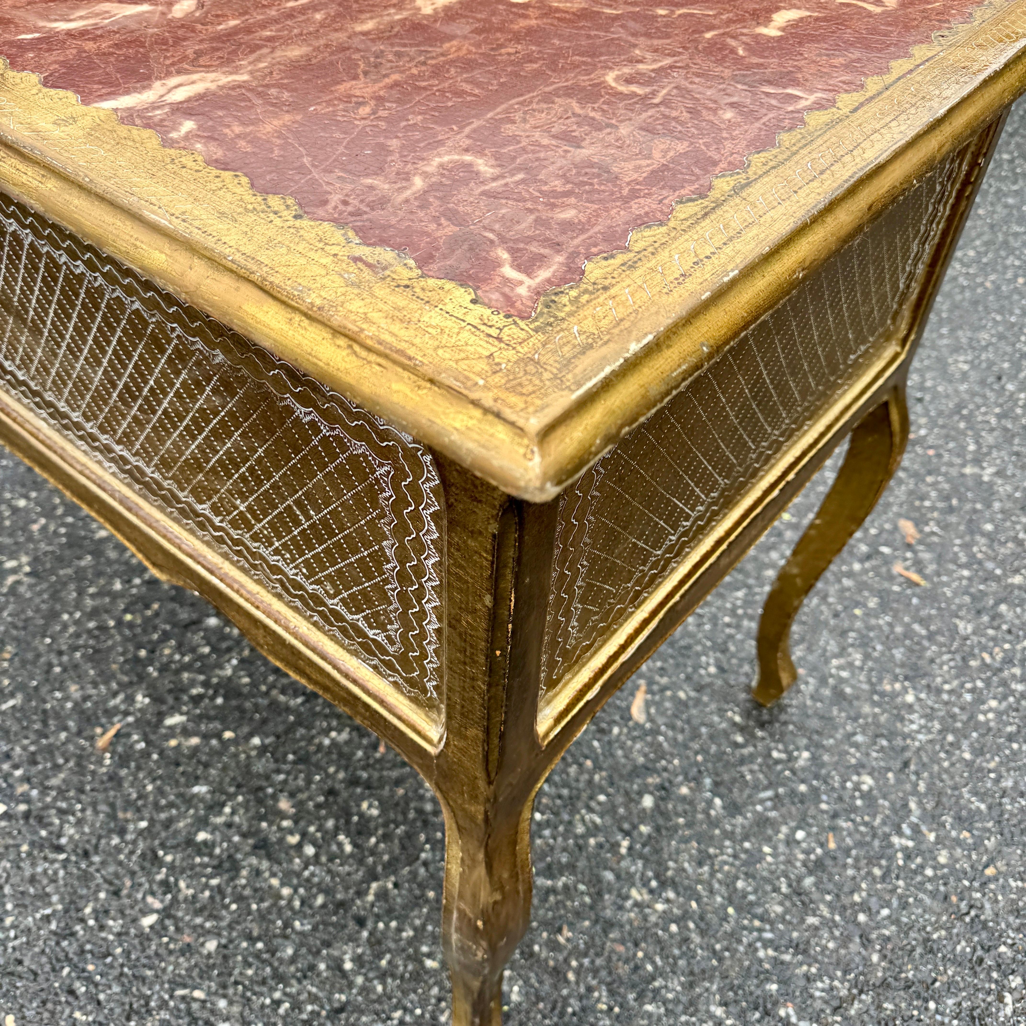 Italian Mid-Century Florentine Gilt Desk with Drawers For Sale 3