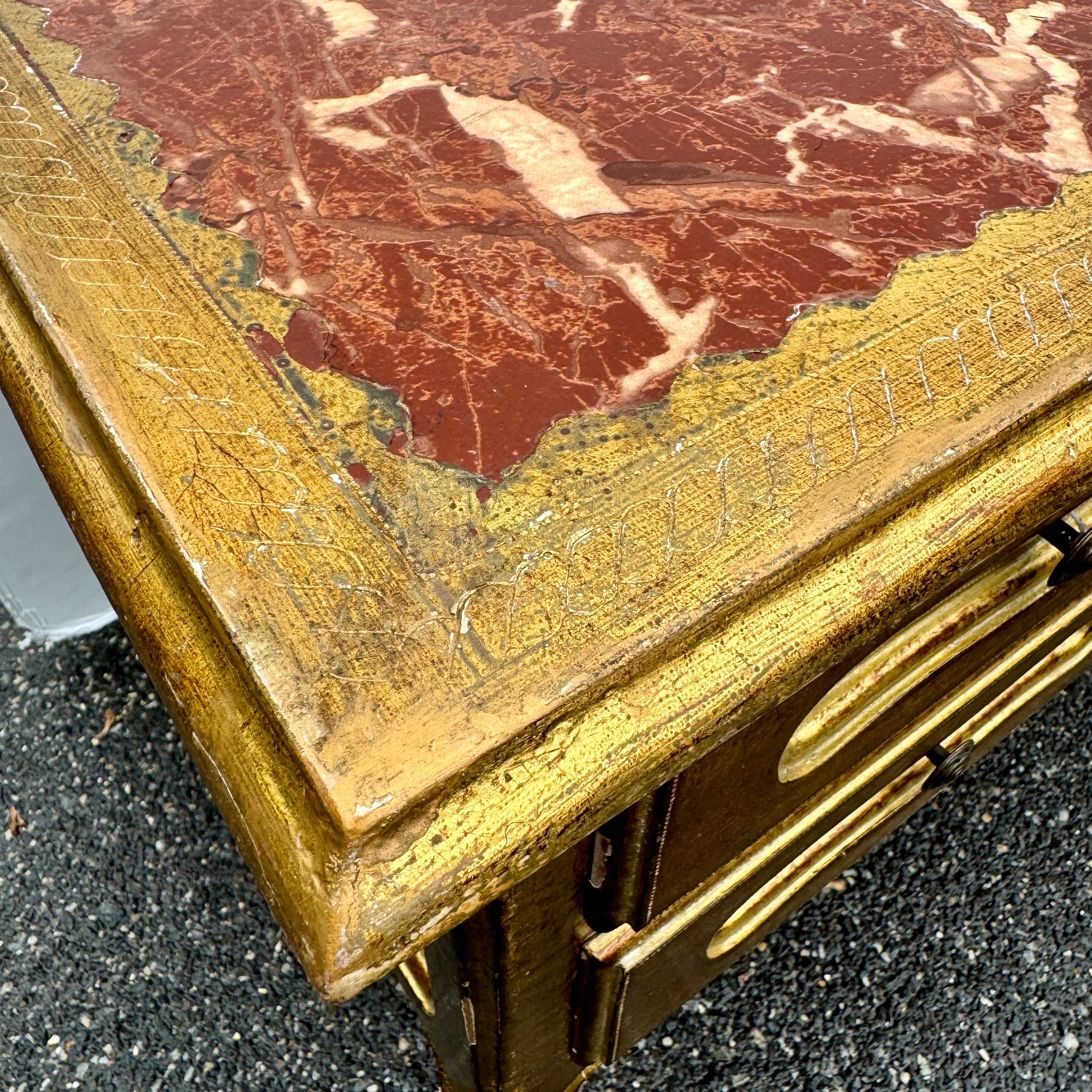 Italian Mid-Century Florentine Gilt Desk with Drawers For Sale 7