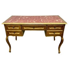 Italienischer vergoldeter Schreibtisch mit Schubladen aus der Mitte des Jahrhunderts, Florentine