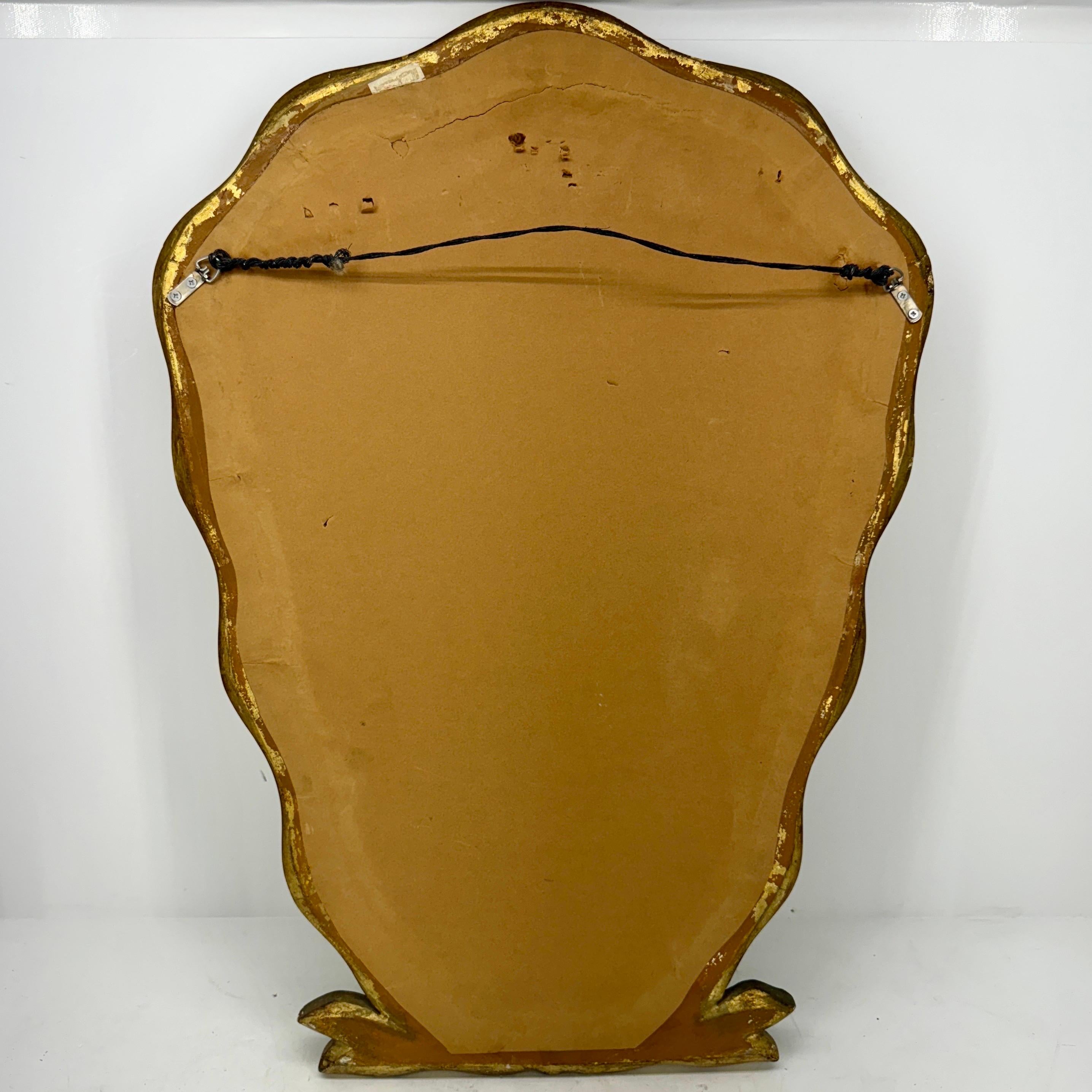 Italian Mid-Century Florentine Gilt Wood Wall Mirror, 1950s For Sale 3