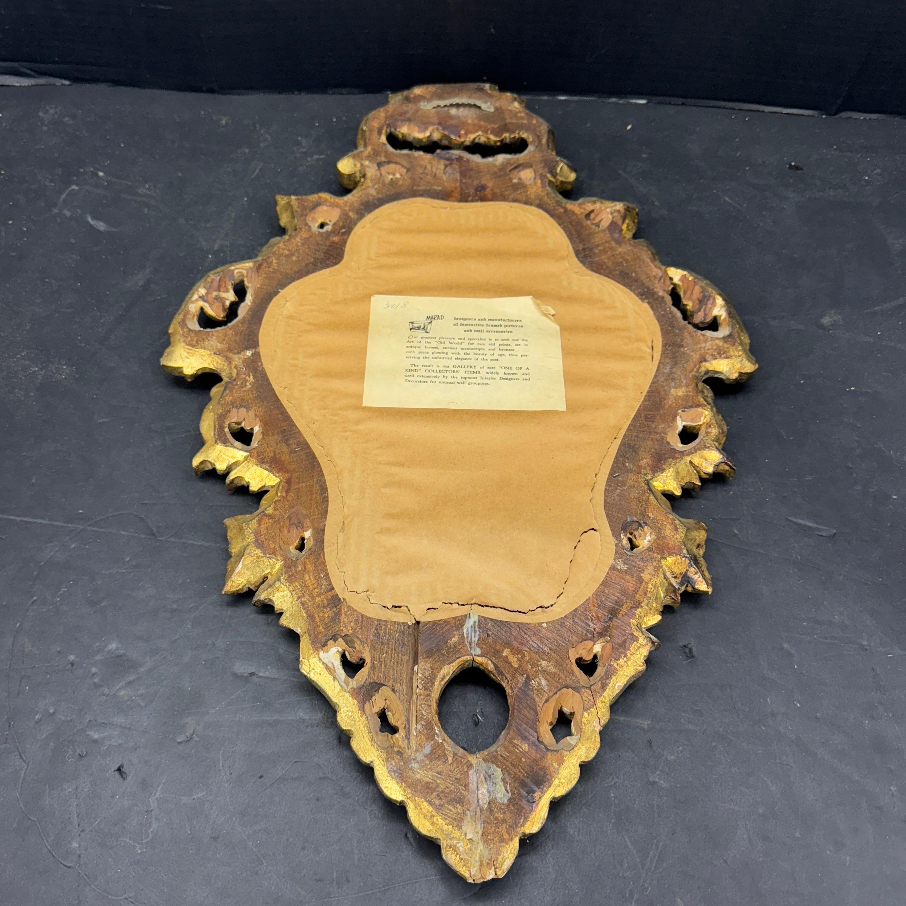 Specchio da parete in legno dorato, anni '50, Florentine, metà del secolo scorso in vendita 6
