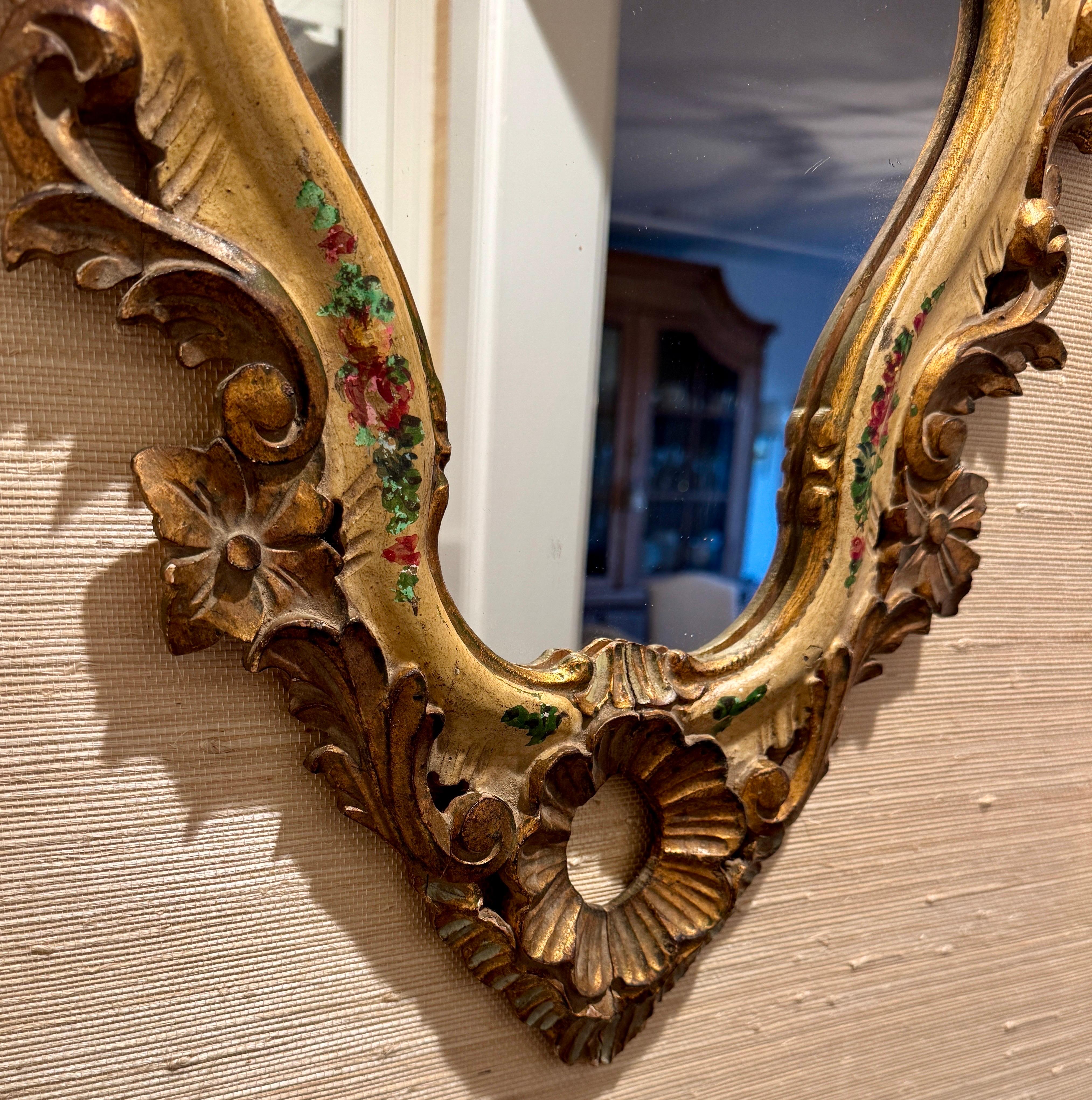 Specchio da parete in legno dorato, anni '50, Florentine, metà del secolo scorso in vendita 8