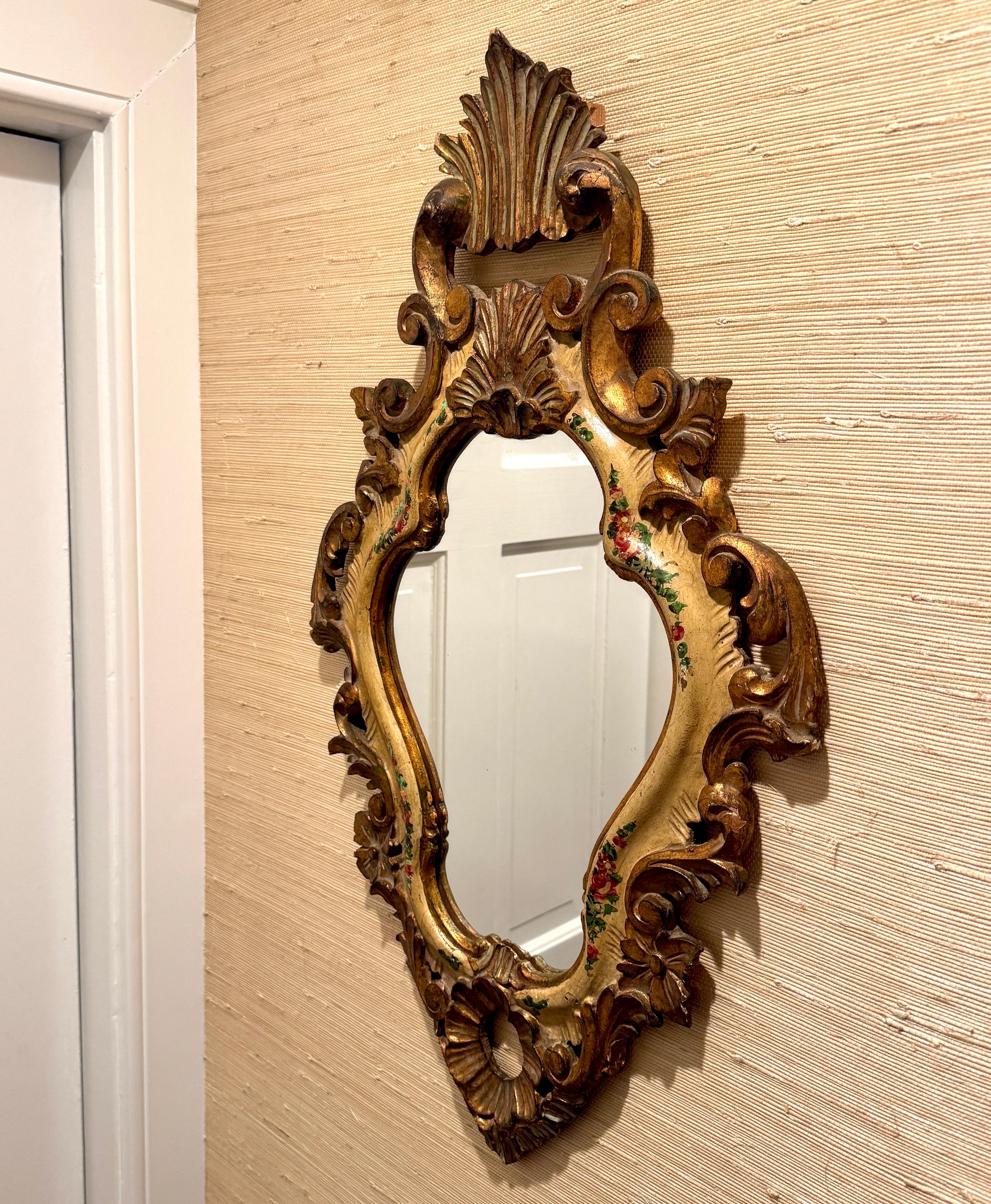 Specchio da parete in legno dorato, anni '50, Florentine, metà del secolo scorso in vendita 9