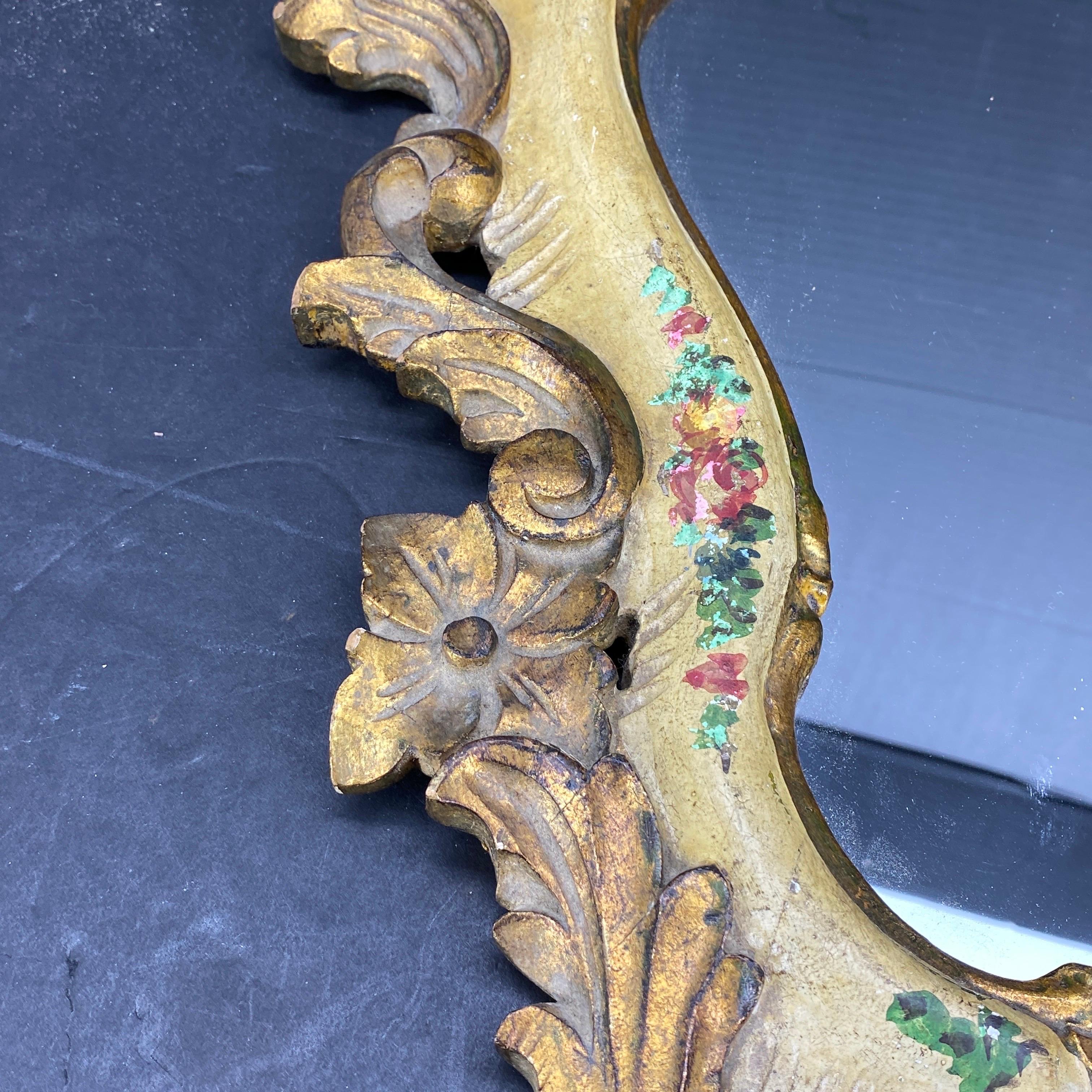 Rococò Specchio da parete in legno dorato, anni '50, Florentine, metà del secolo scorso in vendita