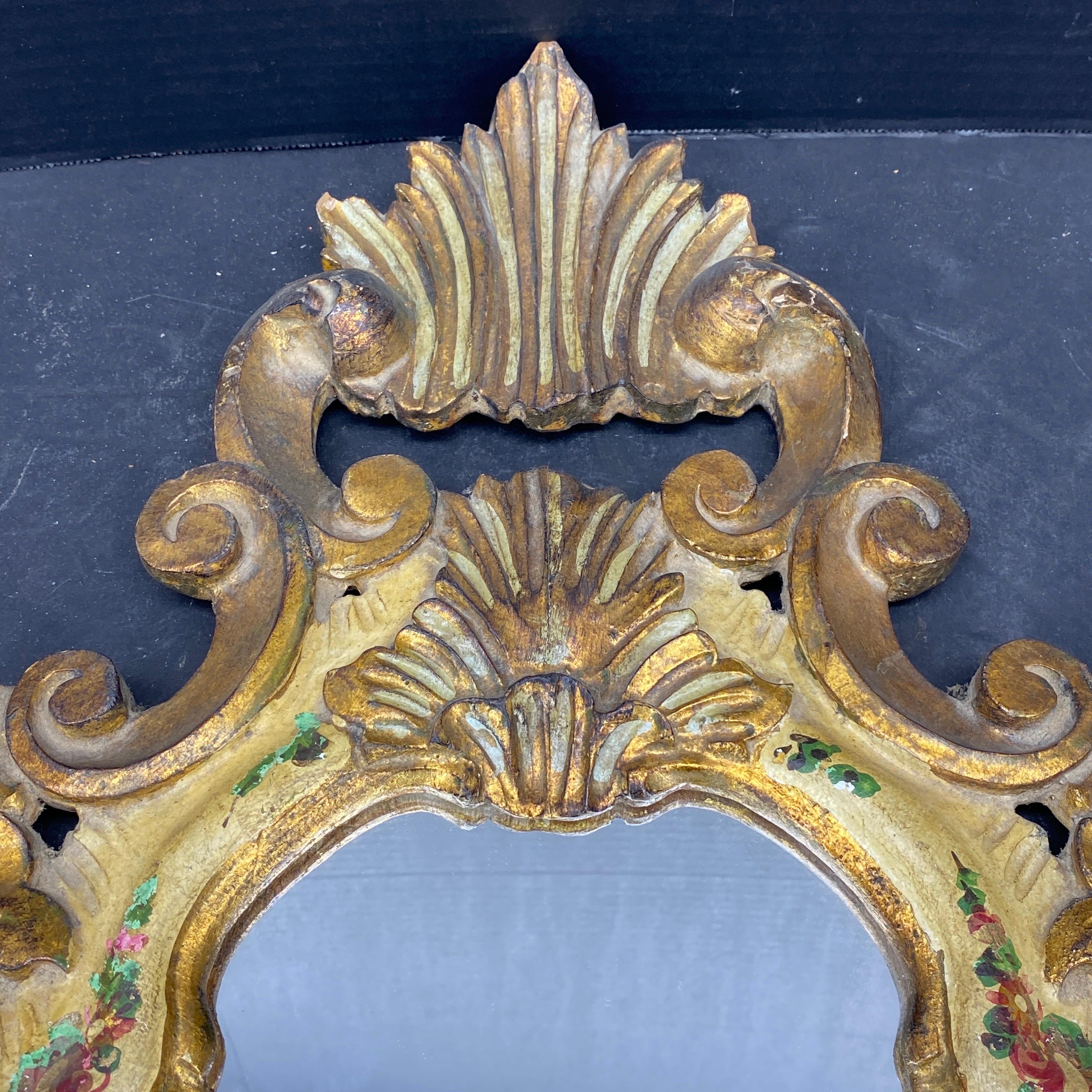 Fatto a mano Specchio da parete in legno dorato, anni '50, Florentine, metà del secolo scorso in vendita