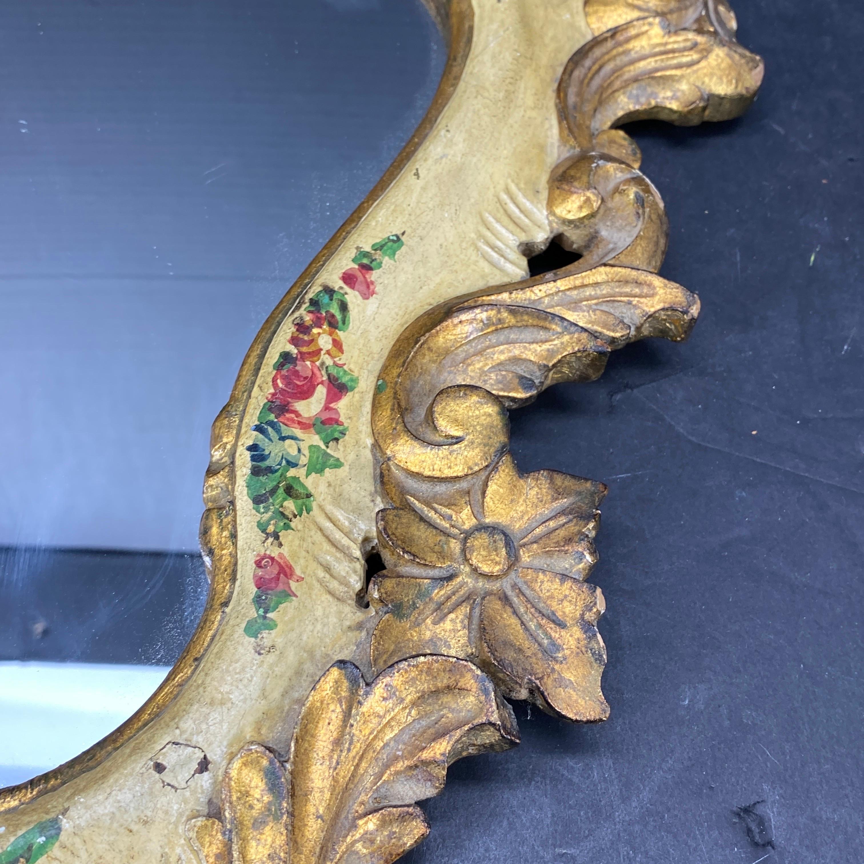 Vetro Specchio da parete in legno dorato, anni '50, Florentine, metà del secolo scorso in vendita