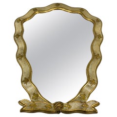 Miroir mural italien du milieu du siècle en bois doré Florentine, années 1950