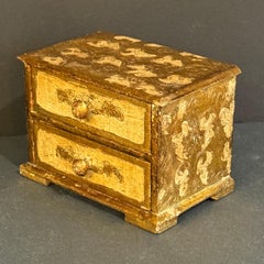 Italian Mid-Century Florentine Jewelry Miniature Chest of Drawers Box