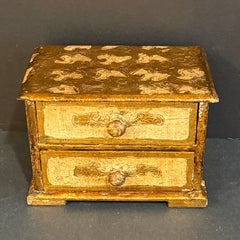Italian Mid-Century Florentine Jewelry Miniature Chest of Drawers Box