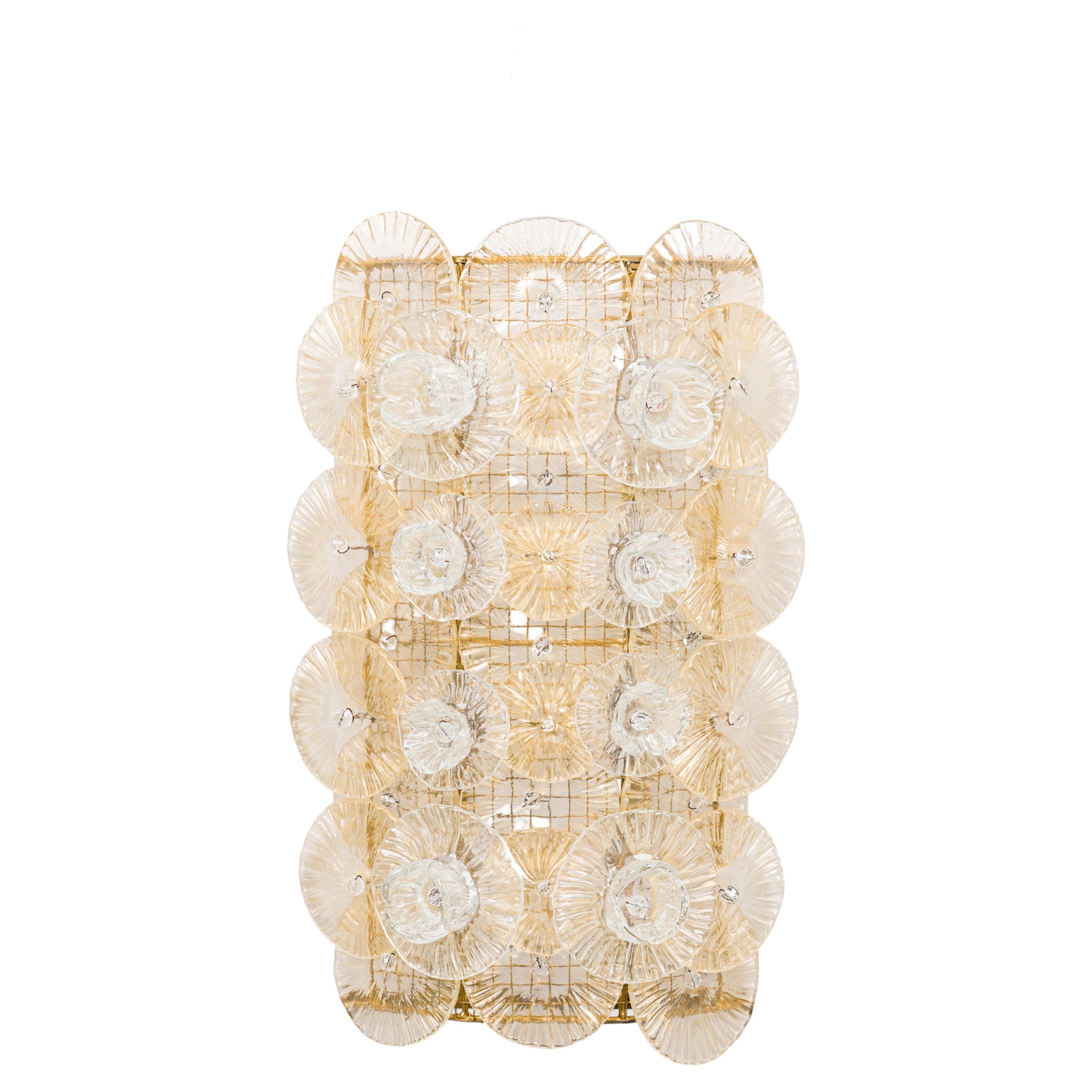 Italian Mid-Century Flower Murano Glass Wall Sconce For Sale