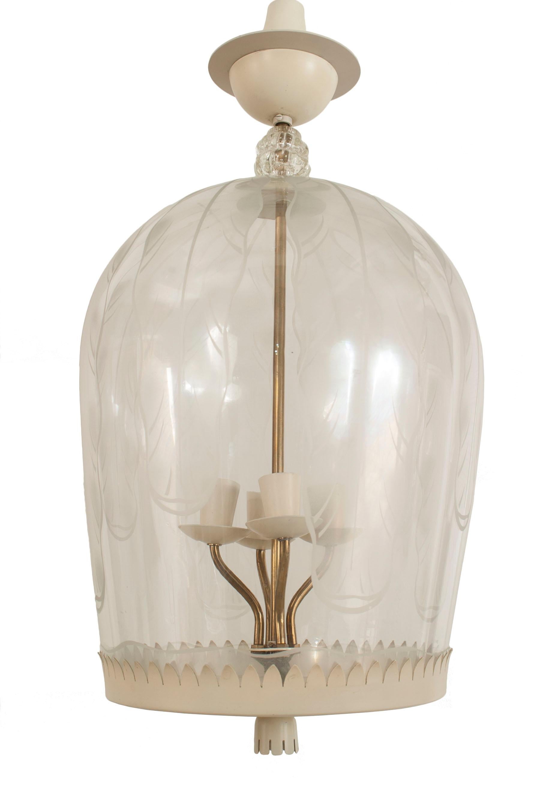 Italian Mid-Century Fontana Arte Glass Dome Lantern In Good Condition For Sale In New York, NY