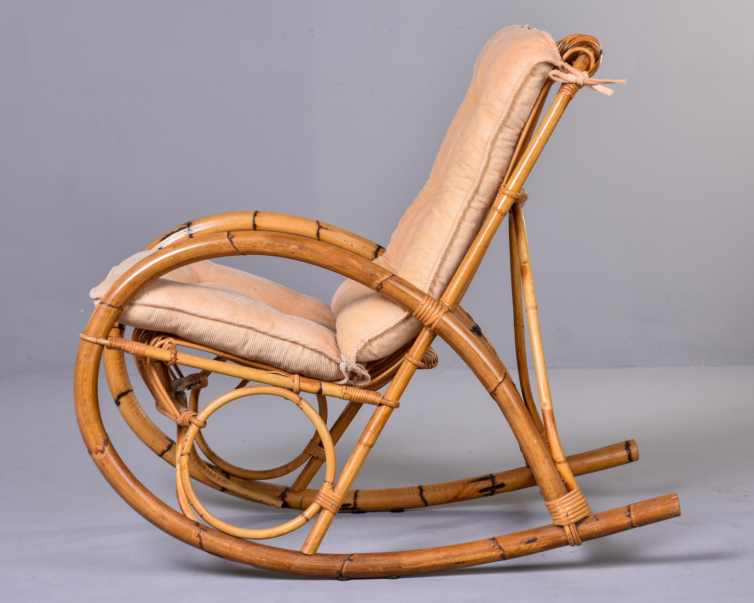 Italian Mid Century Franco Albini Curvy Bamboo Rocking Chair 7