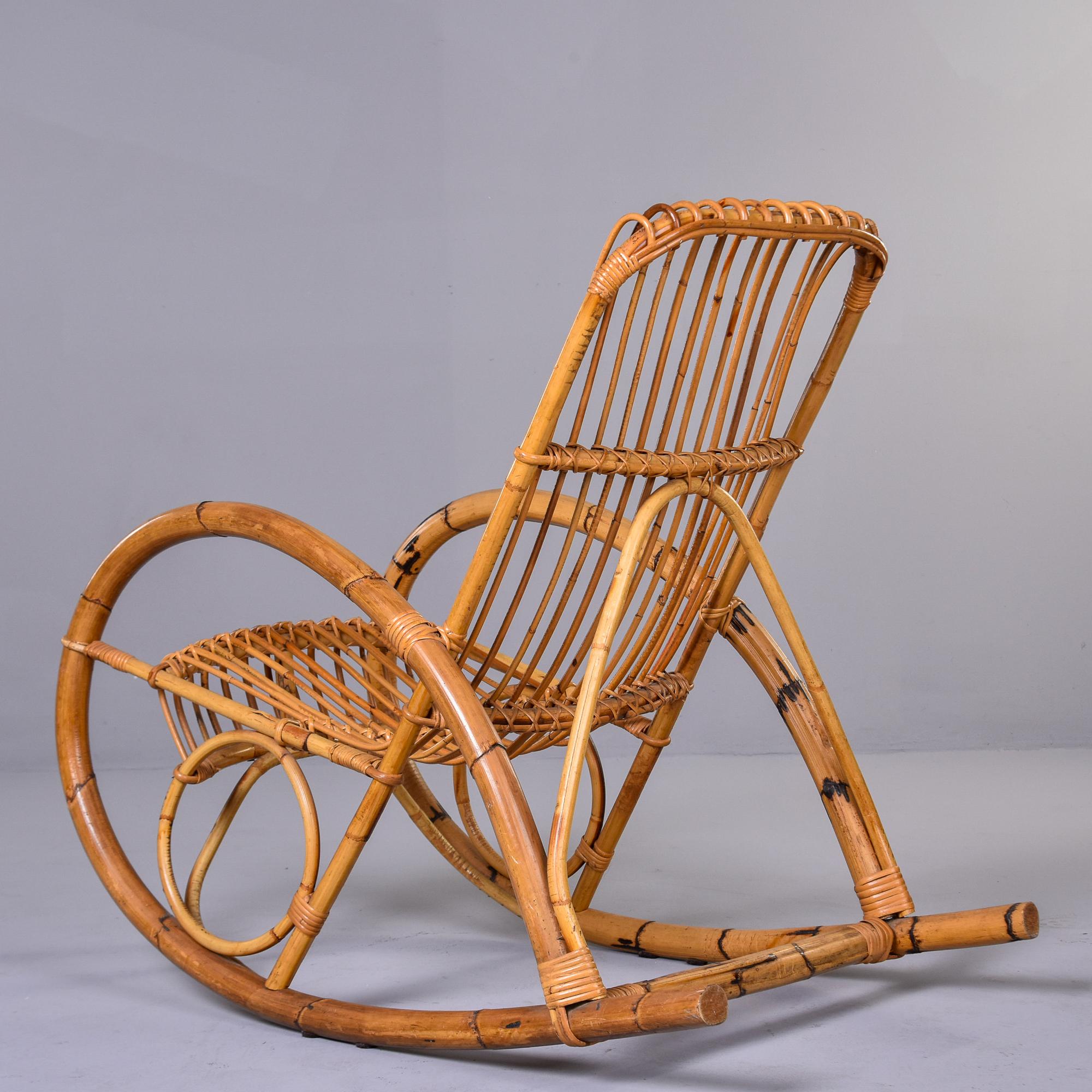 Mid-Century Modern Italian Mid Century Franco Albini Curvy Bamboo Rocking Chair