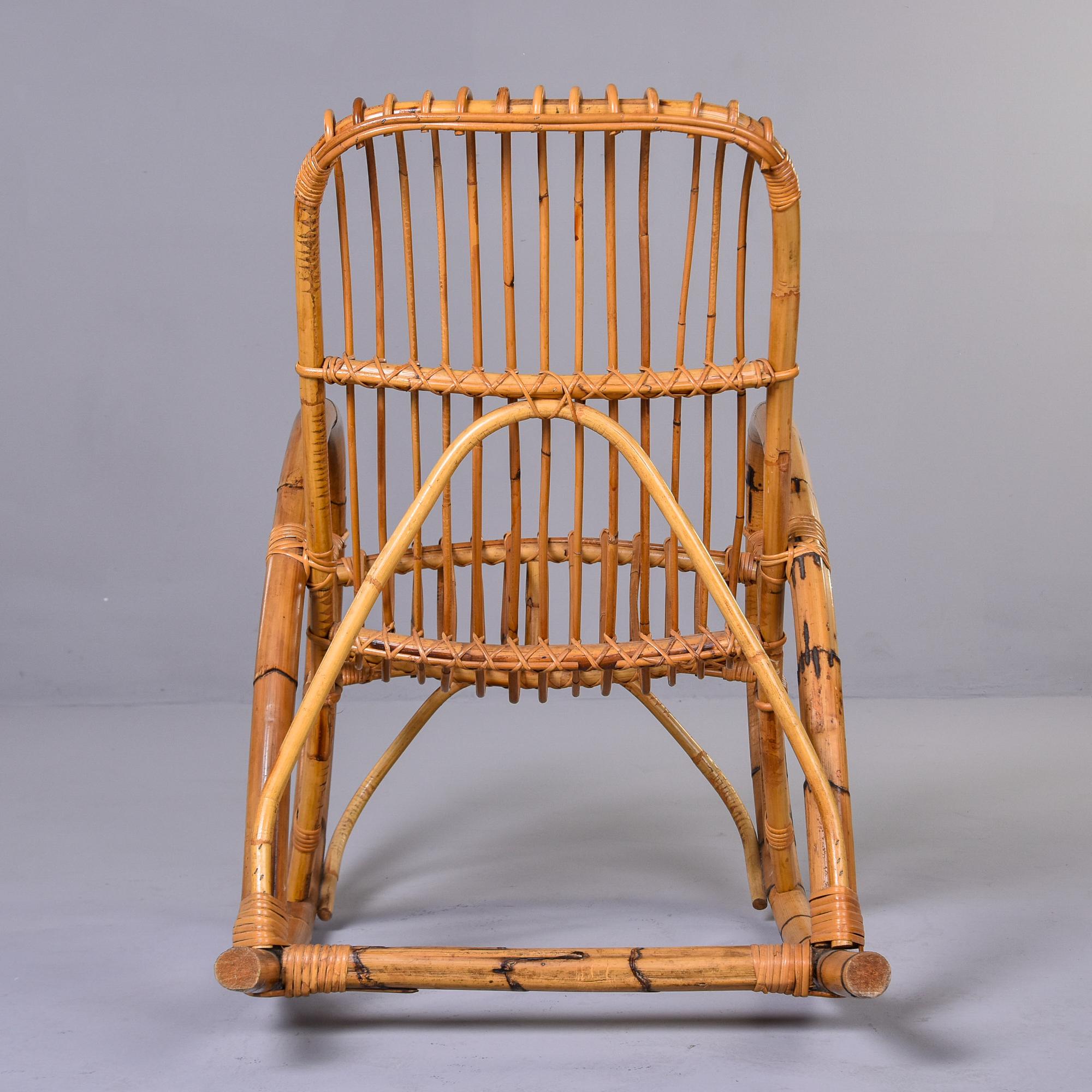 Italian Mid Century Franco Albini Curvy Bamboo Rocking Chair In Good Condition In Troy, MI