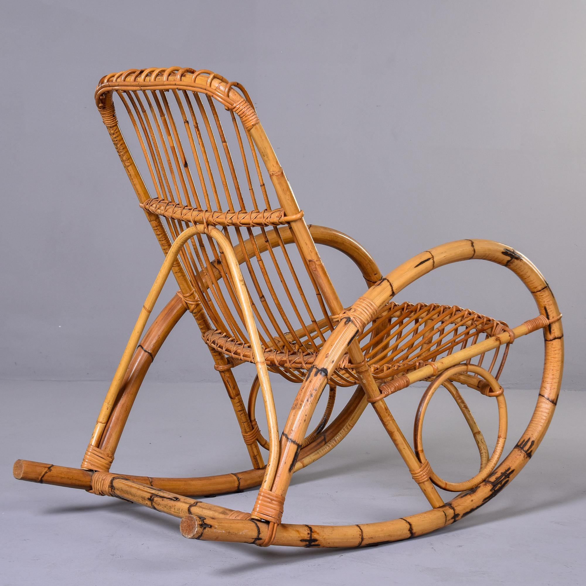 20th Century Italian Mid Century Franco Albini Curvy Bamboo Rocking Chair