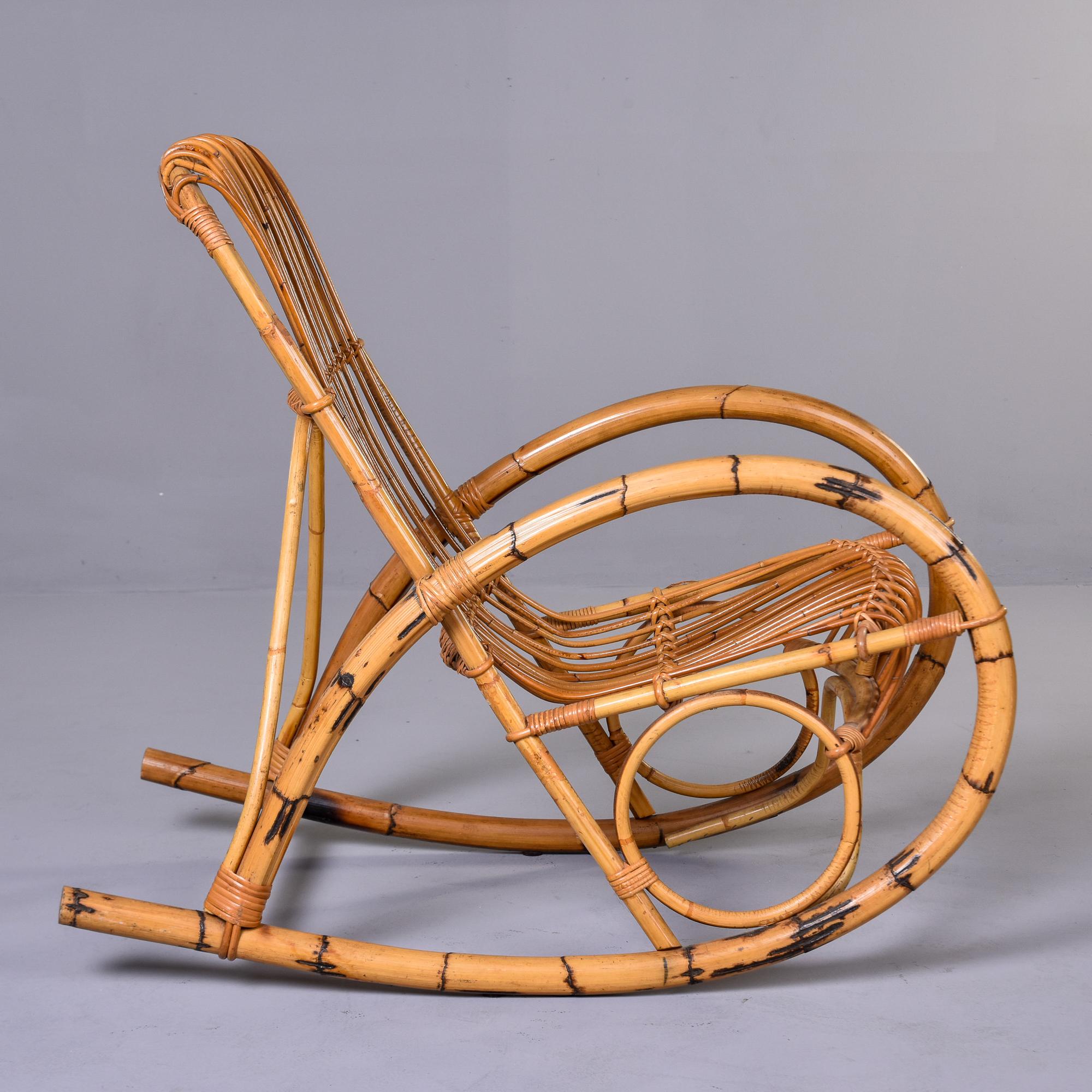 Italian Mid Century Franco Albini Curvy Bamboo Rocking Chair 1