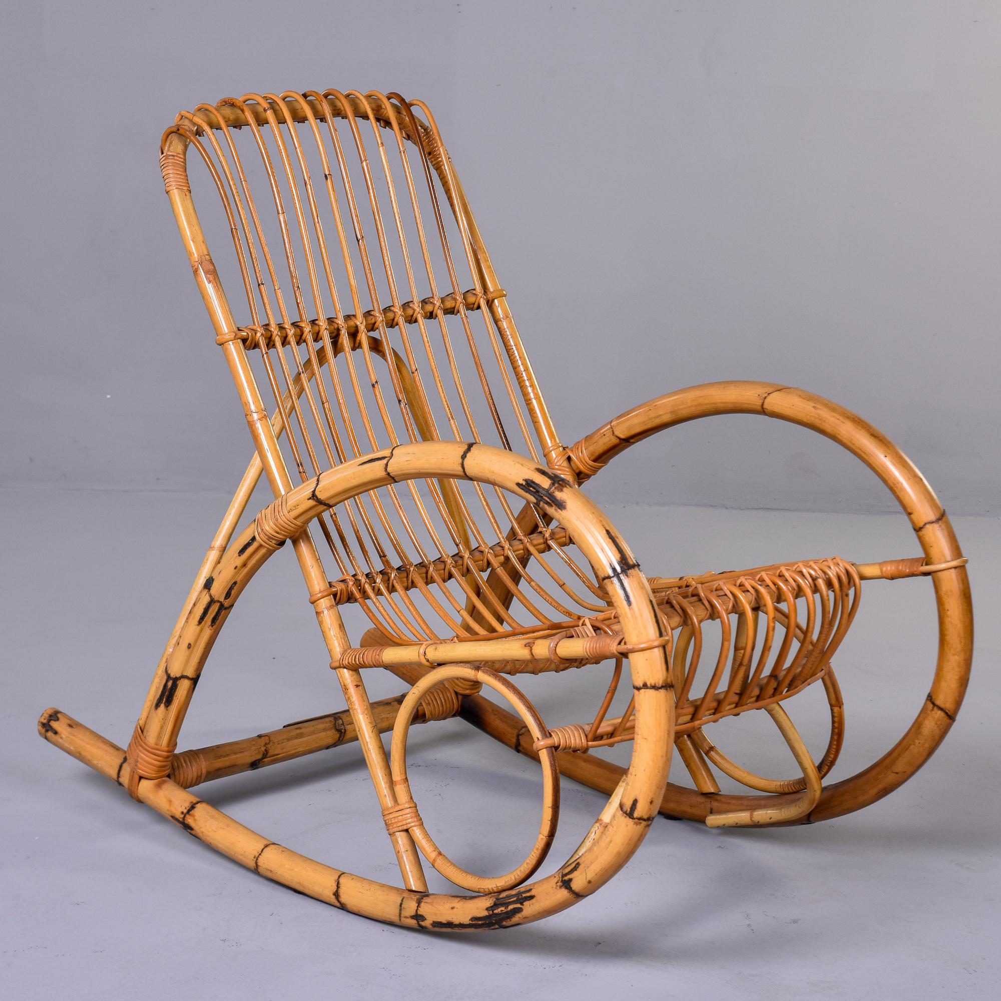 Italian Mid Century Franco Albini Curvy Bamboo Rocking Chair 2