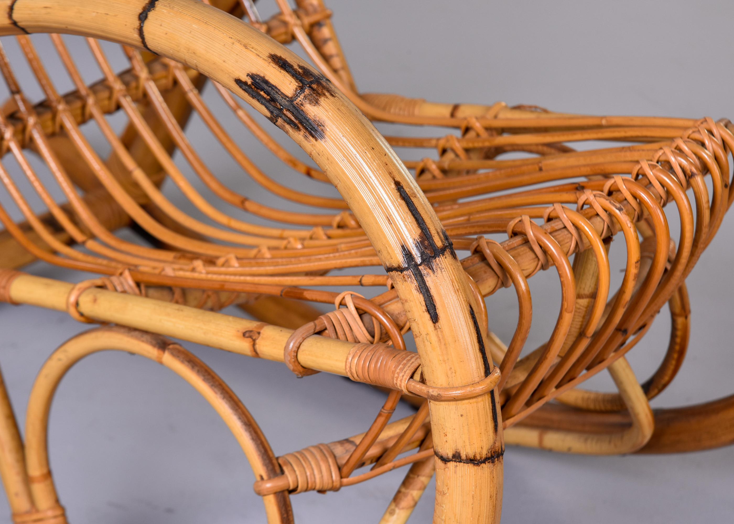 Italian Mid Century Franco Albini Curvy Bamboo Rocking Chair 4