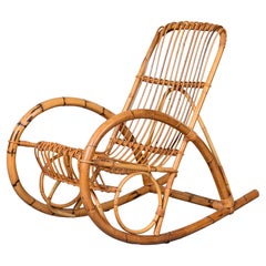 Italian Mid Century Franco Albini Curvy Bamboo Rocking Chair