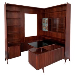 Italian Mid-Century Freestanding Corner Bookcase with Desk, 1950s