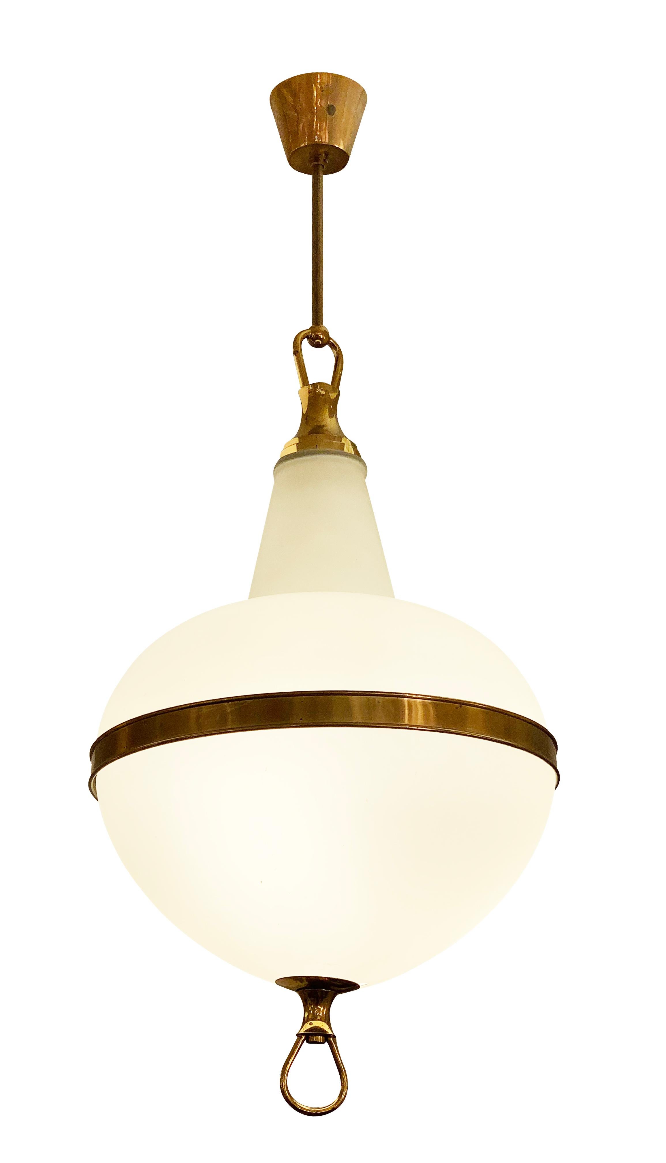Mid-Century Modern Italian Midcentury Frosted Glass Pendant For Sale
