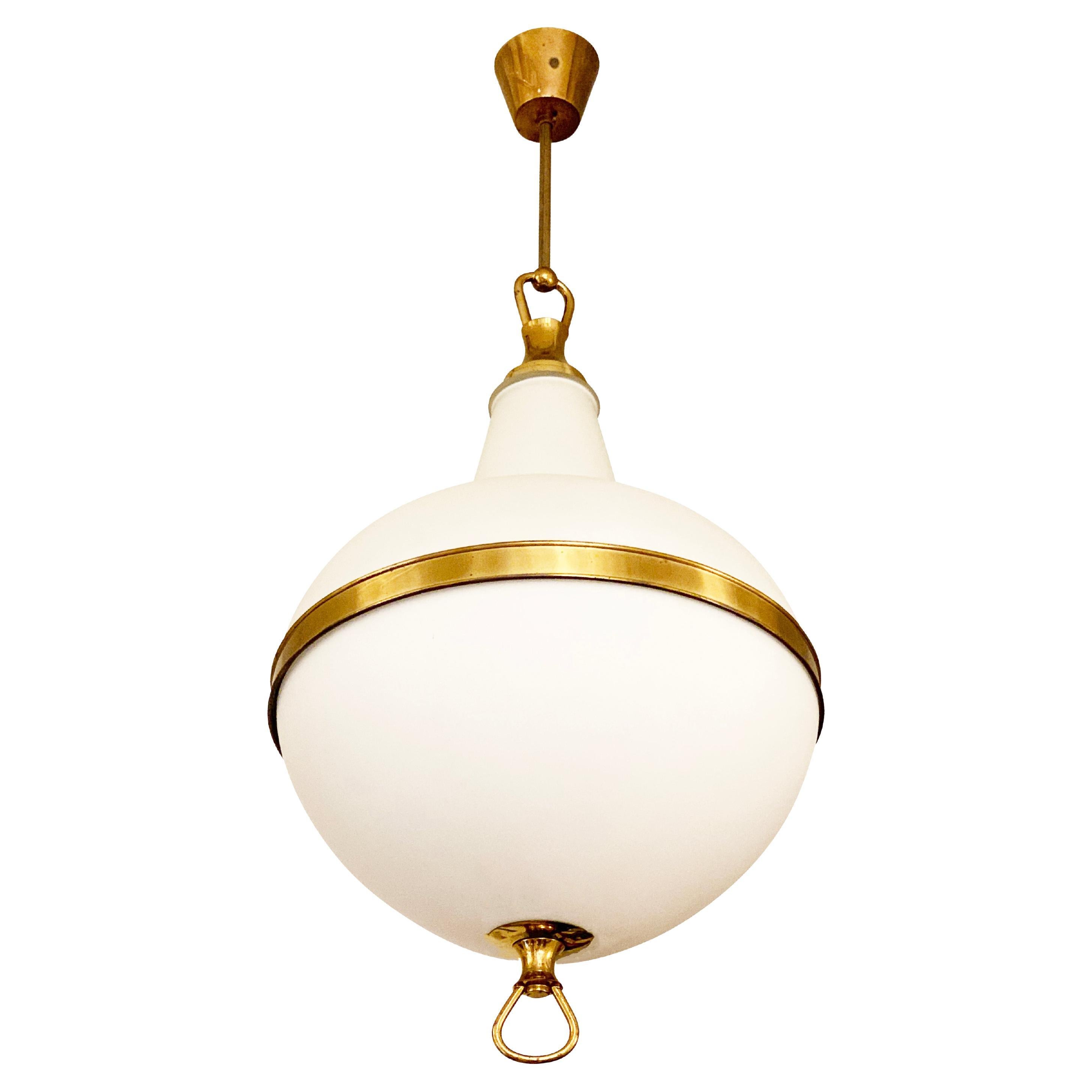 Italian Midcentury Frosted Glass Pendant