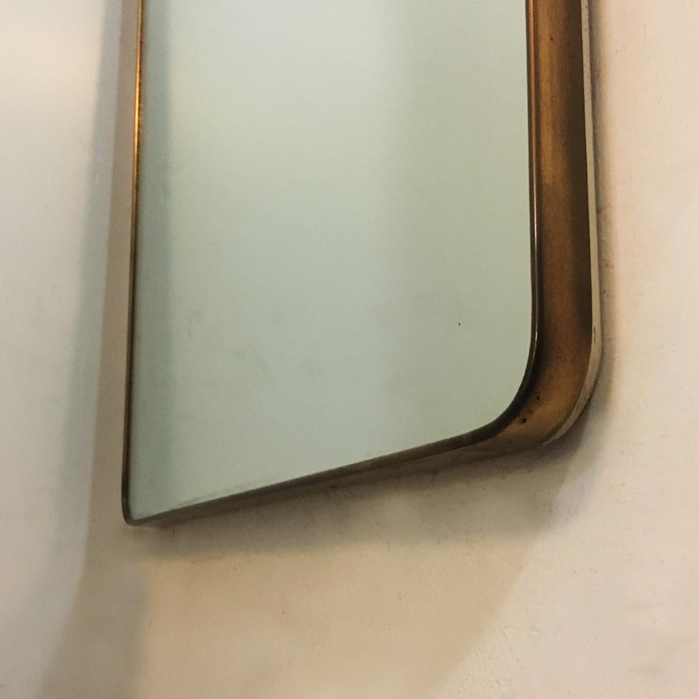 Italian Midcentury Full Figure Mirror with Brass Frame, 1950s In Good Condition In MIlano, IT