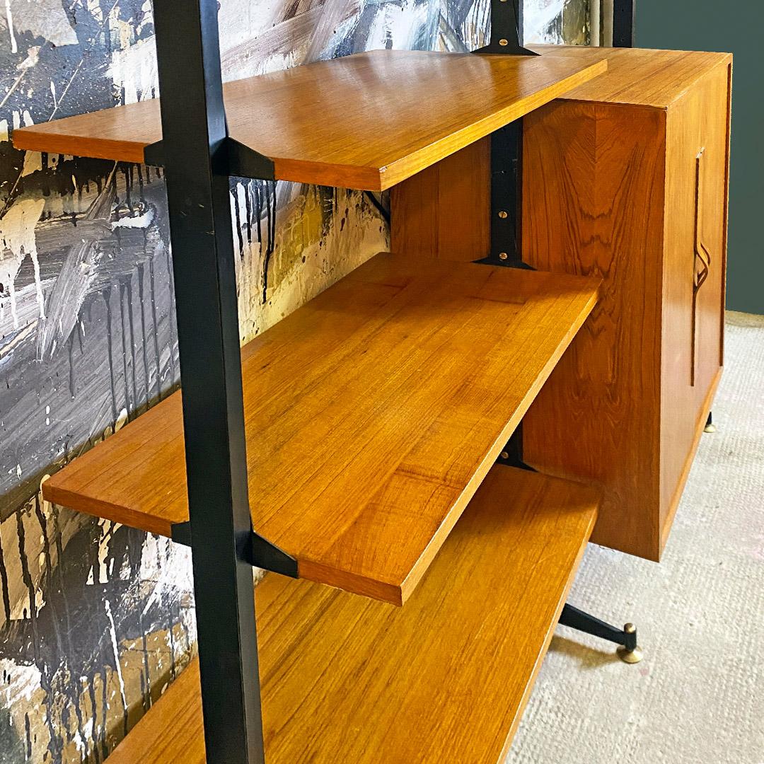 Italian Mid-Century Full Height Teak Bookcase with Cabinet and Shelves, 1960s 5